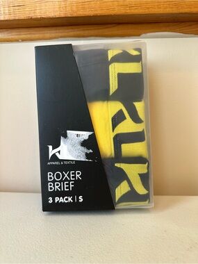 New Men's KL Apparel & Textile Boxer Briefs 3 Pack Yellow/Black Small